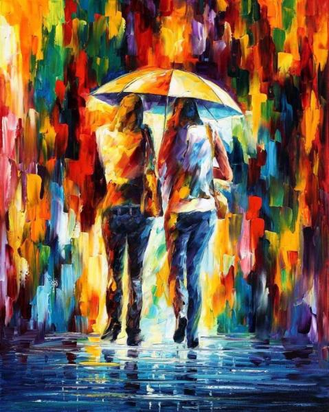 Friends Under The Rain by Leonid Afremov