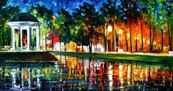 Gazebo By The Water by Leonid Afremov Oil Painting Reproductions