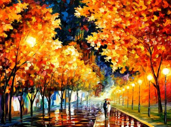 Gold Bulevard by Leonid Afremov Oil Painting Reproductions