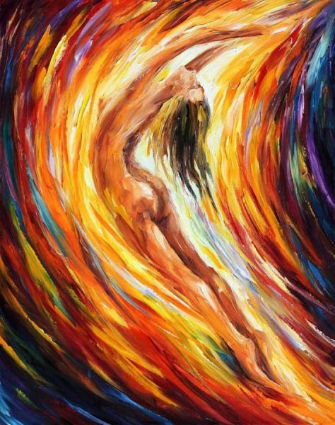Gold Falls by Leonid Afremov