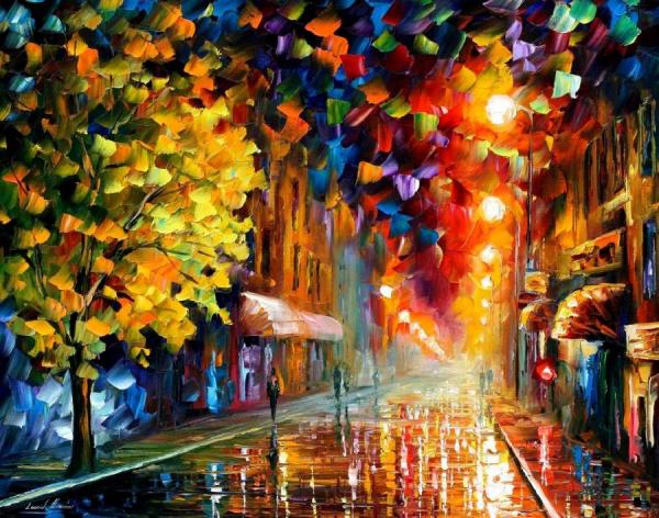 Happy Street by Leonid Afremov Oil Painting Reproductions