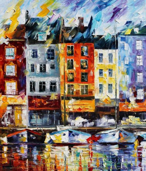 Honfleur Normandie by Leonid Afremov Oil Painting Reproductions
