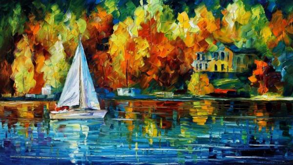 House Of The Lake by Leonid Afremov Oil Painting Reproductions