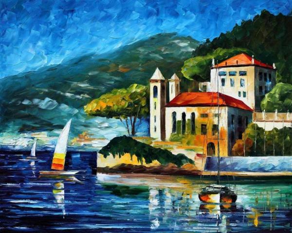 Italy, Lake Como, Villa Balbianello by Leonid Afremov