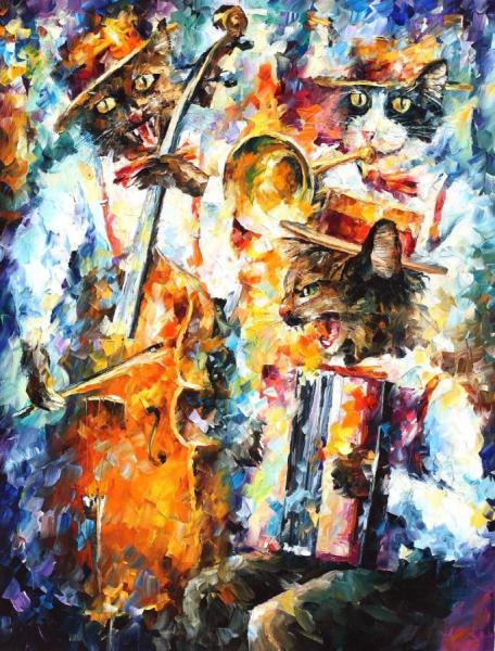 Jamming Cats 1 by Leonid Afremov