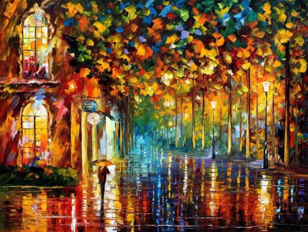 Late Stroll,miami by Leonid Afremov