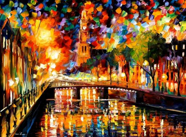 Lights And Shadows Of Amsterdam by Leonid Afremov