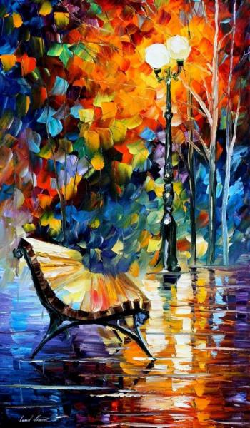 Lonely Bench_1 by Leonid Afremov Oil Painting Reproductions
