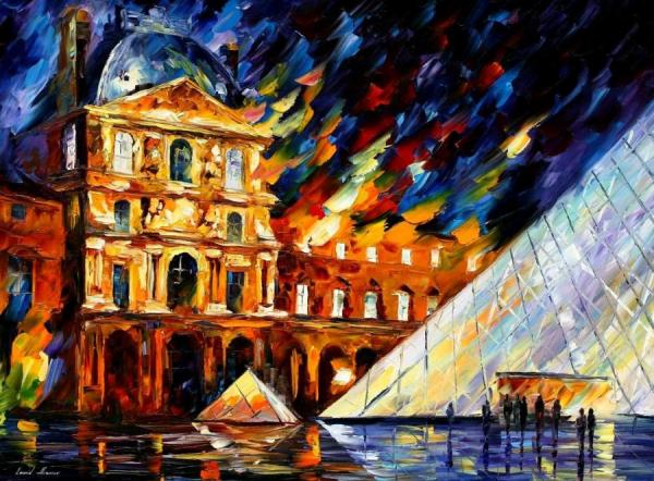 Louvre Museum by Leonid Afremov Oil Painting Reproductions