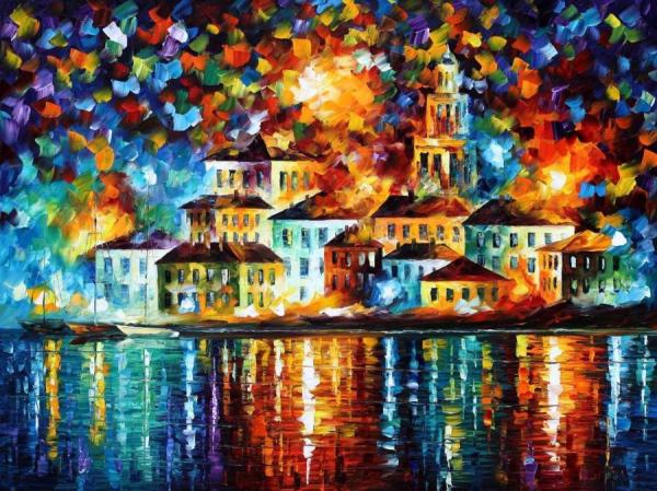 Night Harbor by Leonid Afremov