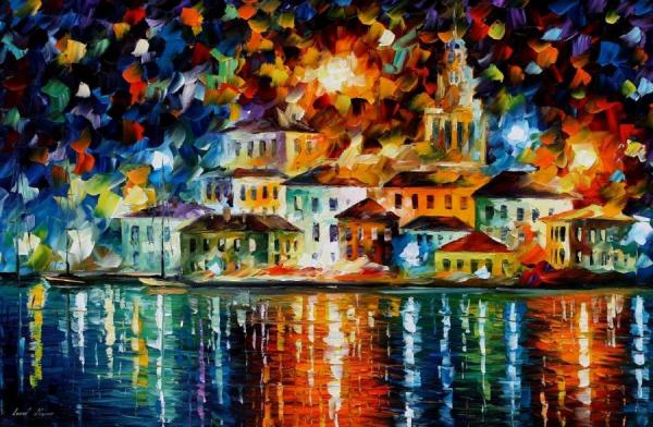 Night Harbour by Leonid Afremov