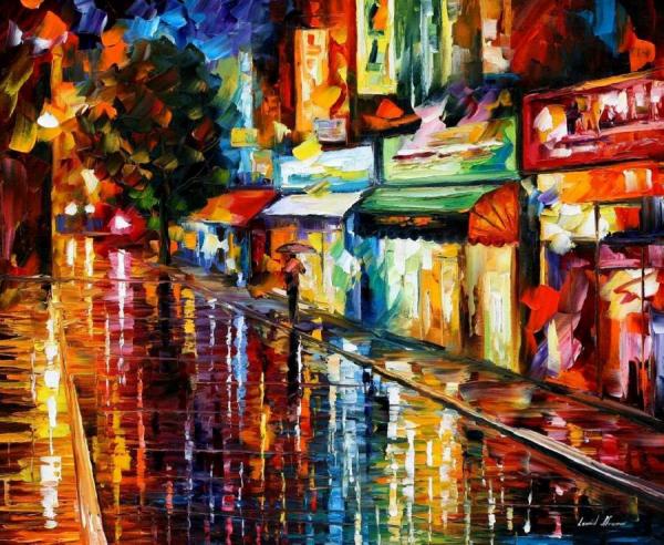 Night Rain by Leonid Afremov Oil Painting Reproductions