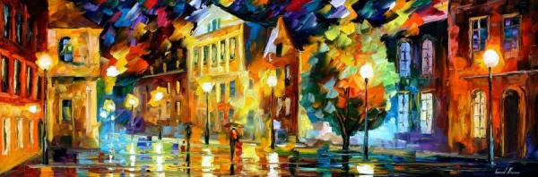 Night Square by Leonid Afremov Oil Painting Reproductions