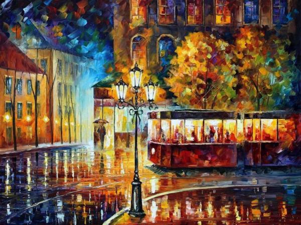 Night Trolley by Leonid Afremov