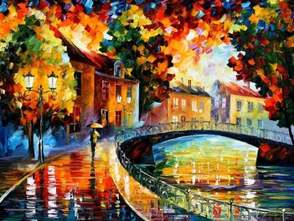 Old Bridge by Leonid Afremov Oil Painting Reproductions