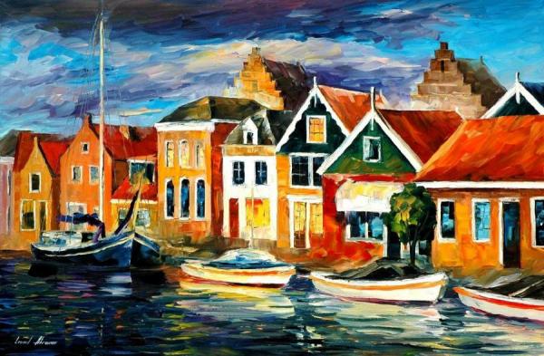 Old Sea Front by Leonid Afremov Oil Painting Reproductions