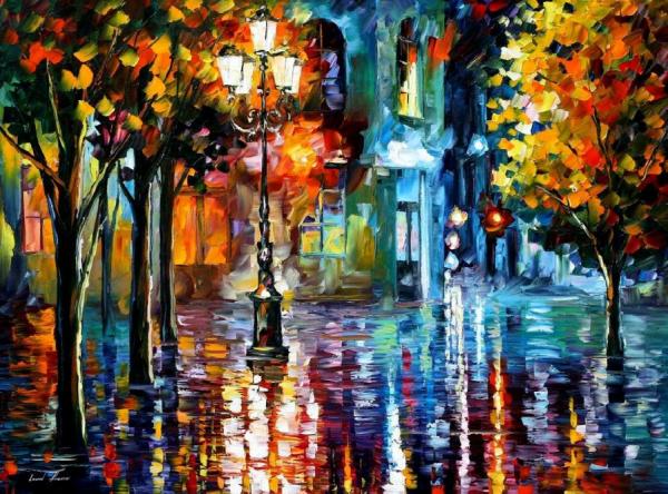 Old Streets by Leonid Afremov Oil Painting Reproductions