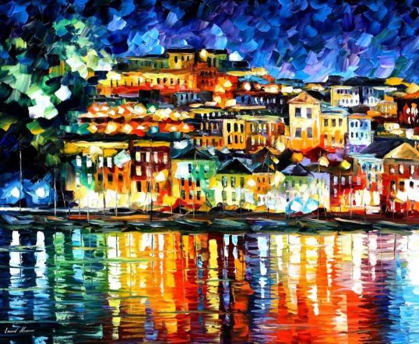 Parga,greece by Leonid Afremov Oil Painting Reproductions