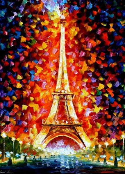 Paris, Eifel Tower Lighted by Leonid Afremov