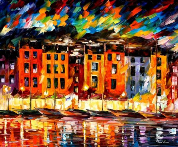 Portofino, Liguria, Italy by Leonid Afremov
