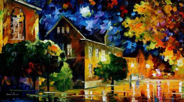 Quiet Town by Leonid Afremov Oil Painting Reproductions