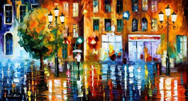 Rainy City by Leonid Afremov Oil Painting Reproductions