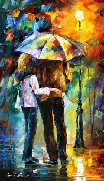 Rainy Hug by Leonid Afremov