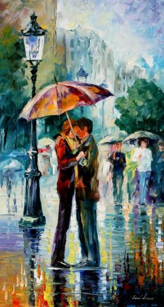 Rainy Kiss by Leonid Afremov