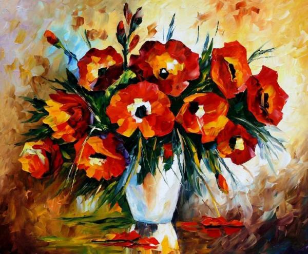 Red Flowers by Leonid Afremov