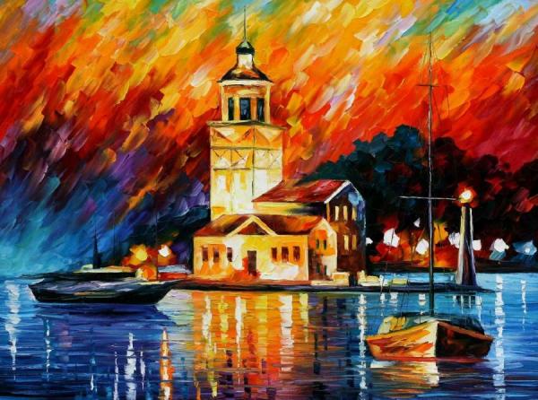 Romantic Harbor by Leonid Afremov Oil Painting Reproductions