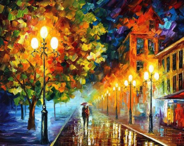 Romantic Night by Leonid Afremov Oil Painting Reproductions