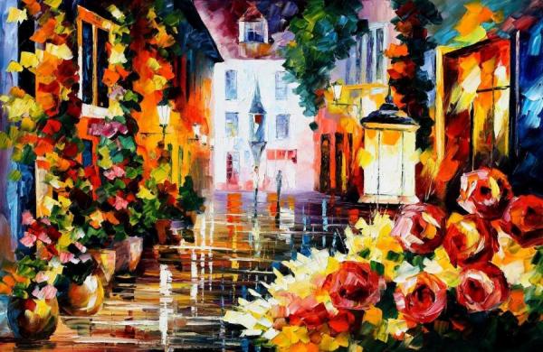Street Of Flowers by Leonid Afremov