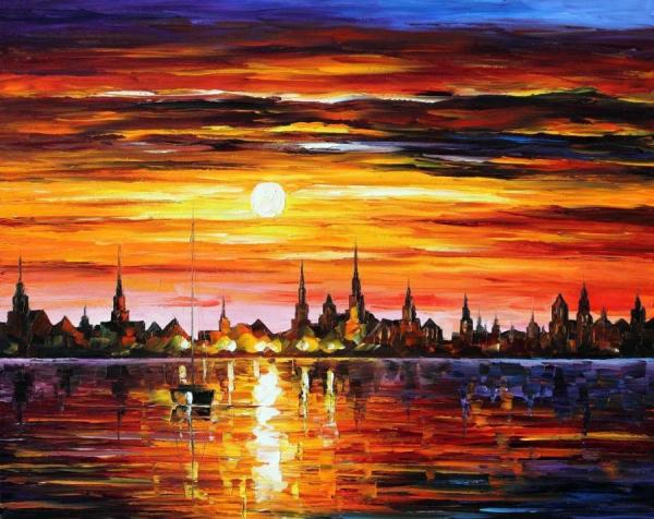 Sunset In Barcelona by Leonid Afremov