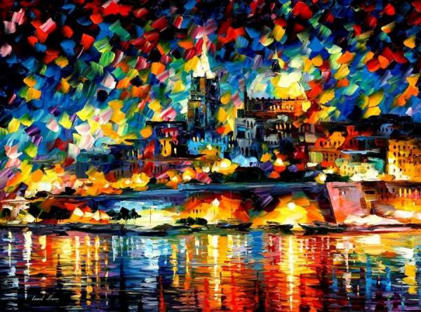 The City Of Valetta Malta by Leonid Afremov Oil Painting Reproductions