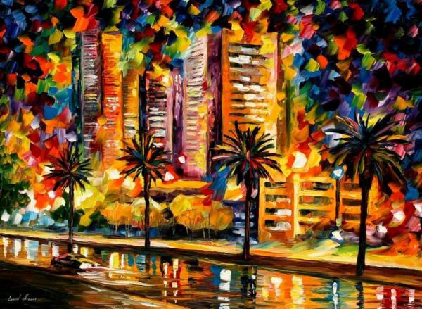 The Night Lights Of Miami by Leonid Afremov