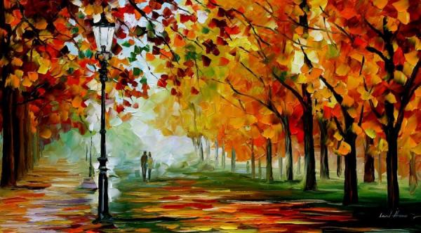 The Season Of Orange Leafs by Leonid Afremov