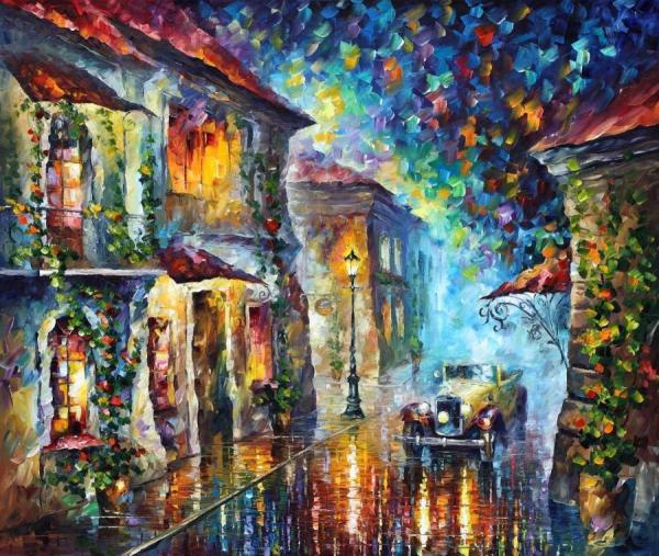 The Streets At Night by Leonid Afremov Oil Painting Reproductions