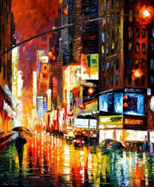 Times Square by Leonid Afremov Oil Painting Reproductions