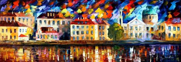 Town By The Riverside by Leonid Afremov