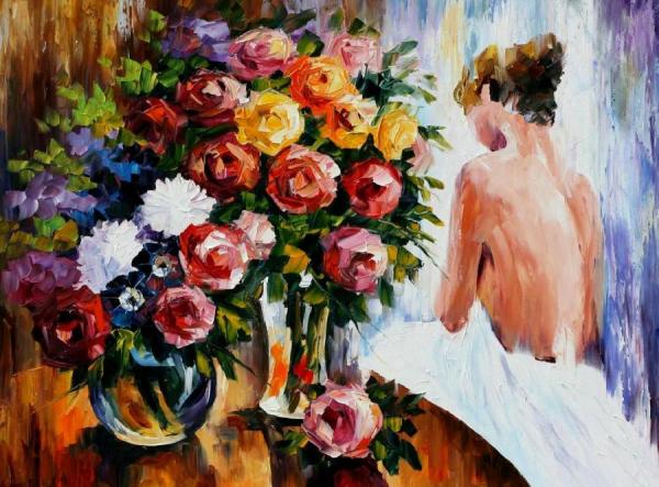 Triumph Flowers by Leonid Afremov Oil Painting Reproductions