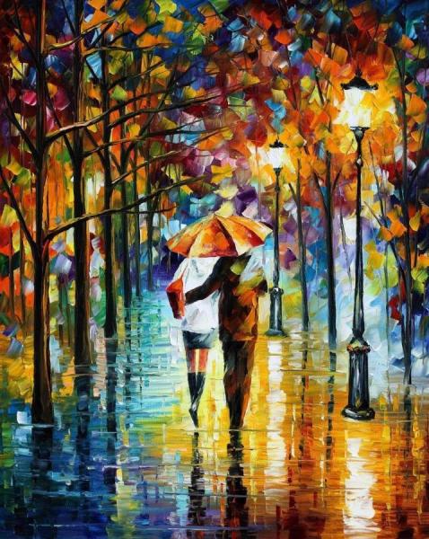 Under The Red Umbrella by Leonid Afremov