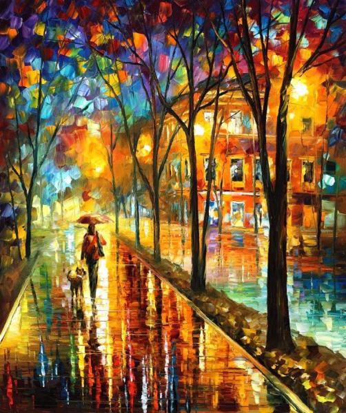 Walk With Dog by Leonid Afremov
