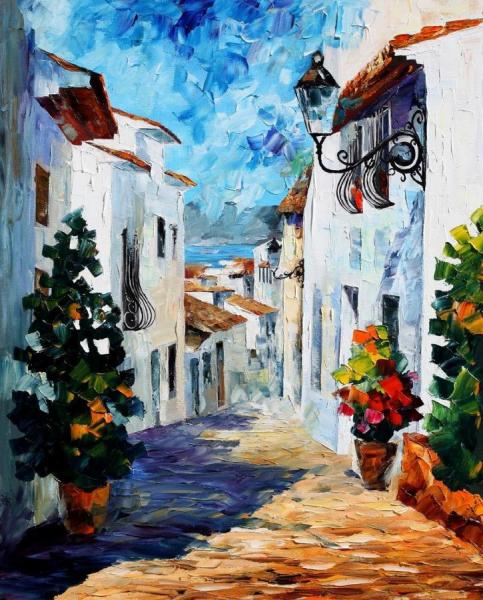 White Street by Leonid Afremov Oil Painting Reproductions