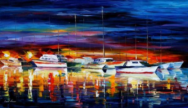Yacht Club Night by Leonid Afremov