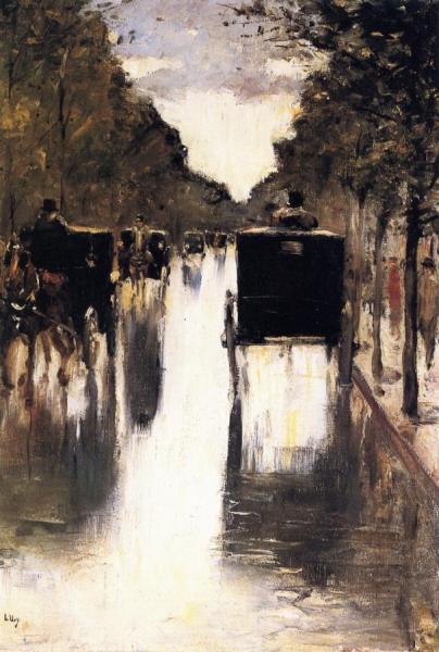 Berlin Avenue With Carriages by Lesser Ury