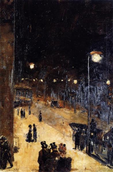 Berlin Street At Night by Lesser Ury Oil Painting Reproductions