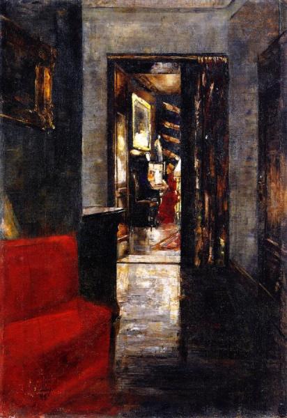Interior With Woman At The Piano by Lesser Ury