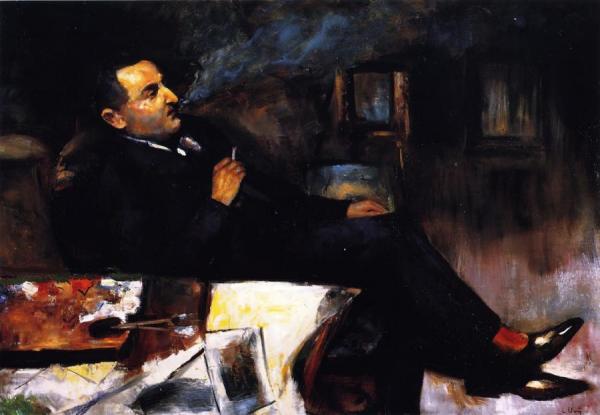 Lesser Ury Smoking In His Studio by Lesser Ury