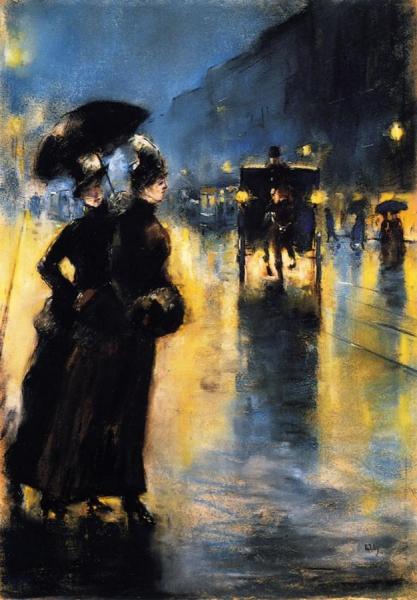 Night Lights by Lesser Ury Oil Painting Reproductions