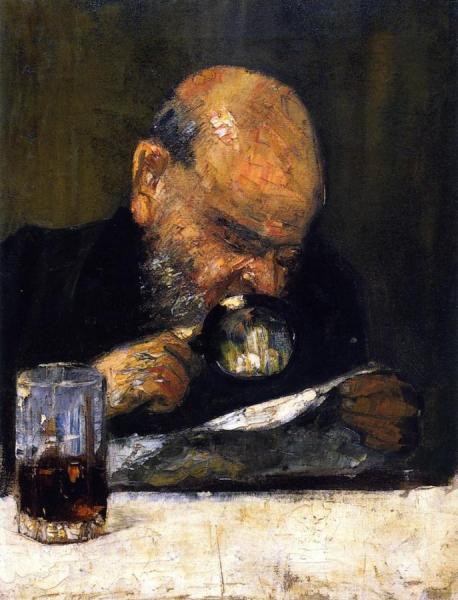 Reader With Magnifying Glass by Lesser Ury